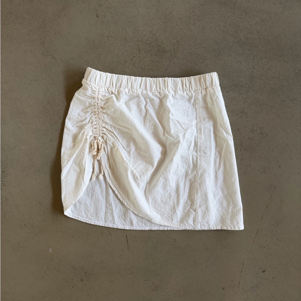 Linen Ruched Mini Skirt